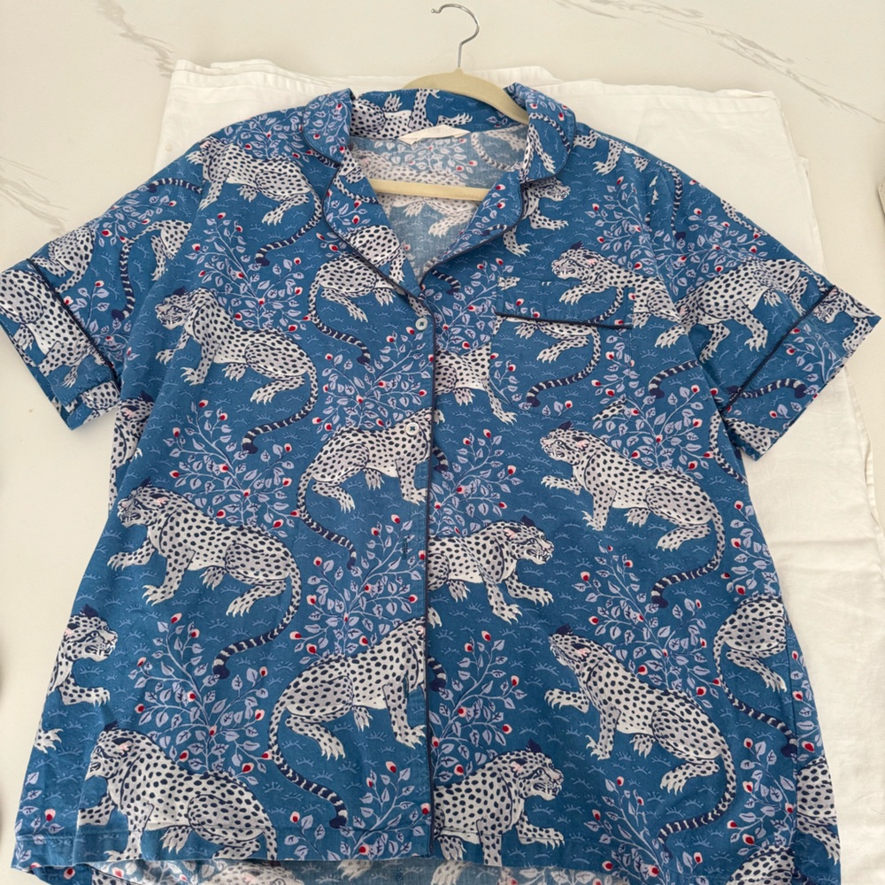 Print fresh Tiger Queen Cotton Pajama short sleeve top & shorts Set